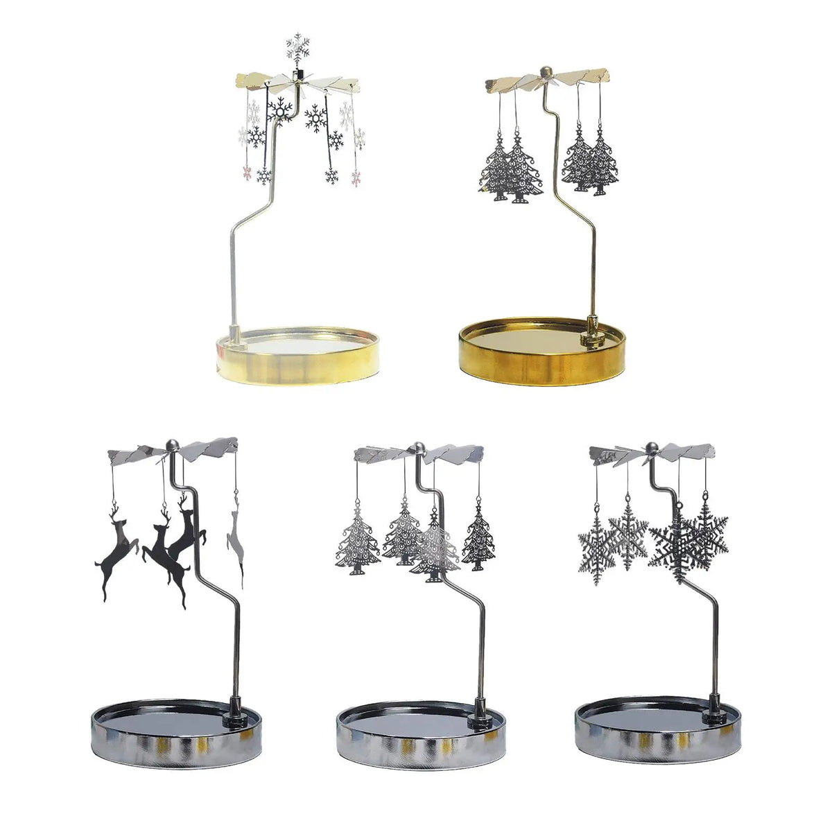 Rotating Metal Candle Holder with Tray – Tealight Centerpiece