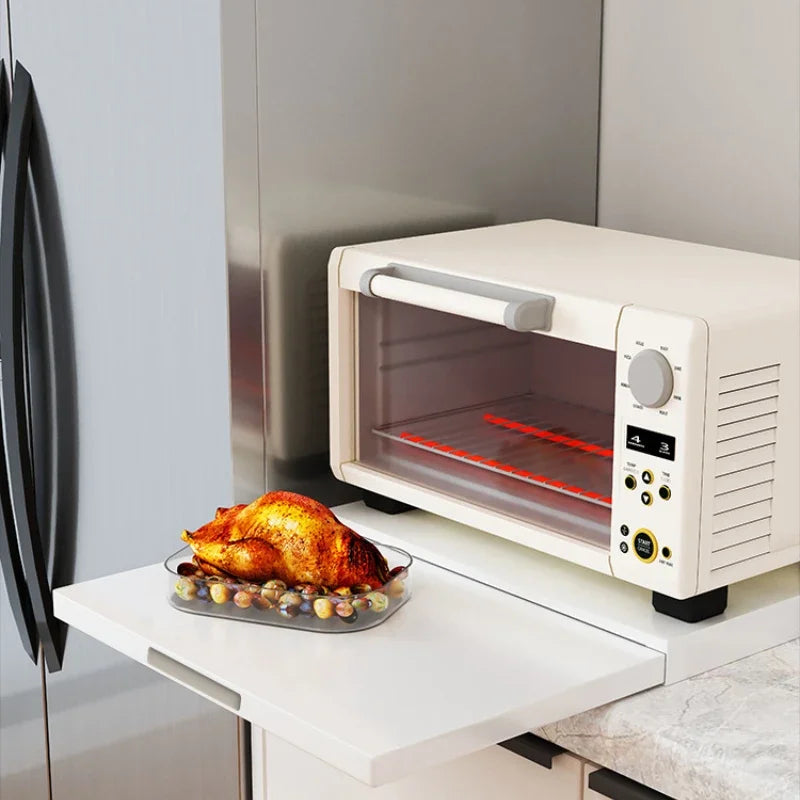 Pull-Out Microwave Shelf & Countertop Drawer Storage Rack