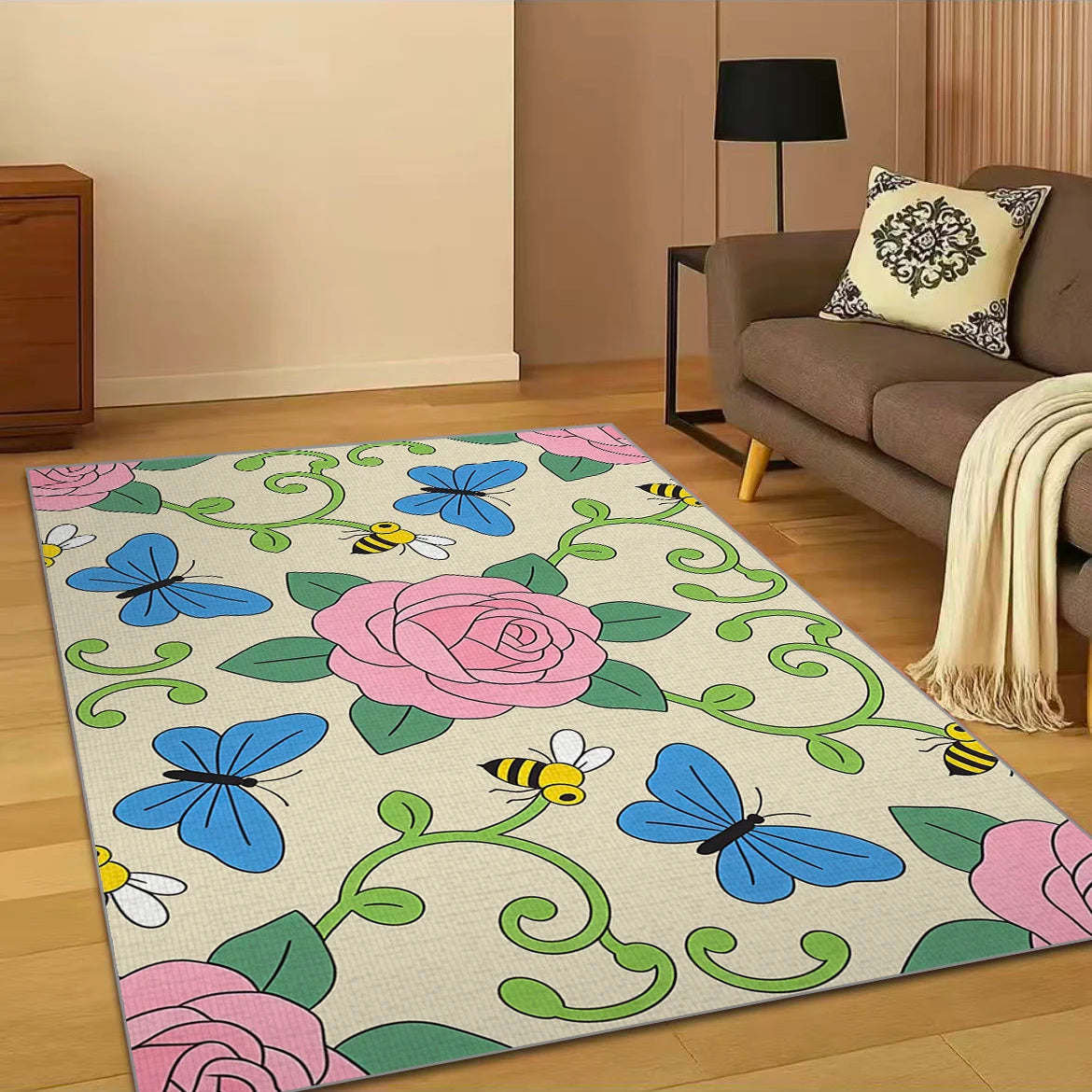 RAKKS Floral Tulip Non-Slip Washable Rug | Indoor Floor Mat
