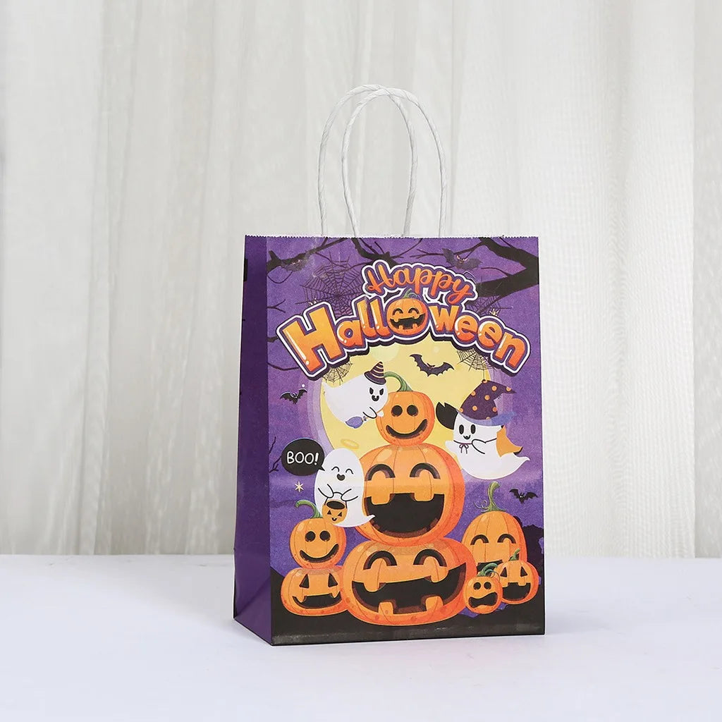 Halloween Kraft Paper Gift Bags – 12-Pack Trick or Treat Totes