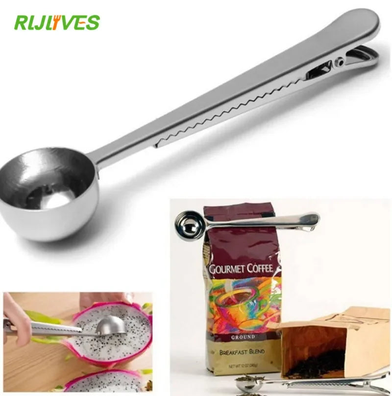 Stainless Steel Coffee Scoop with Bag Clip | Measuring Spoon