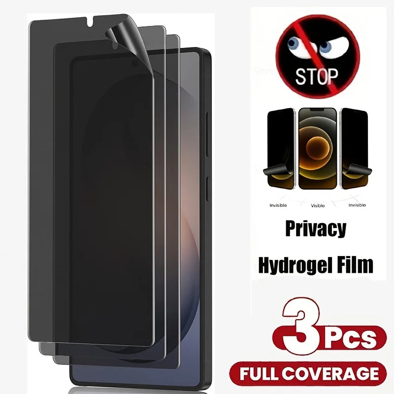 3-Pack Anti-Spy Hydrogel Screen Protector for Samsung Galaxy