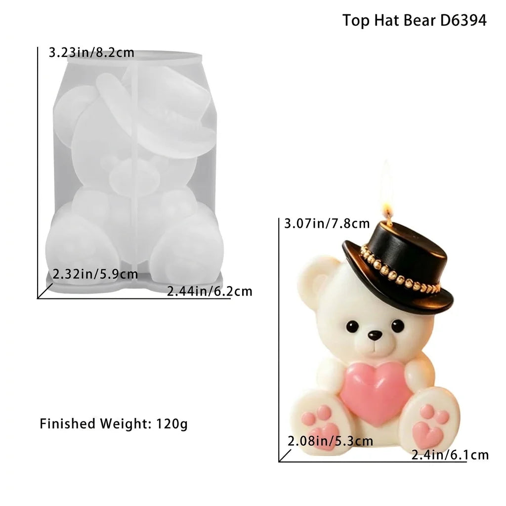 3D Bear Silicone Mold for Candles, Resin & Craft Ornaments