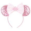 Matte Pink Mouse Ears Headband – Big Bow Party Hairband