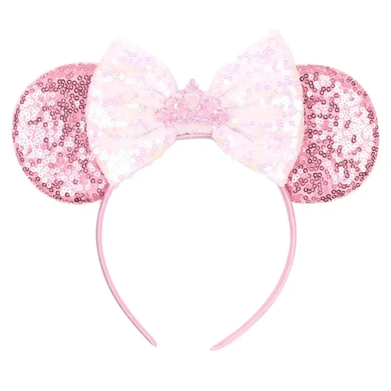 Matte Pink Mouse Ears Headband – Big Bow Party Hairband