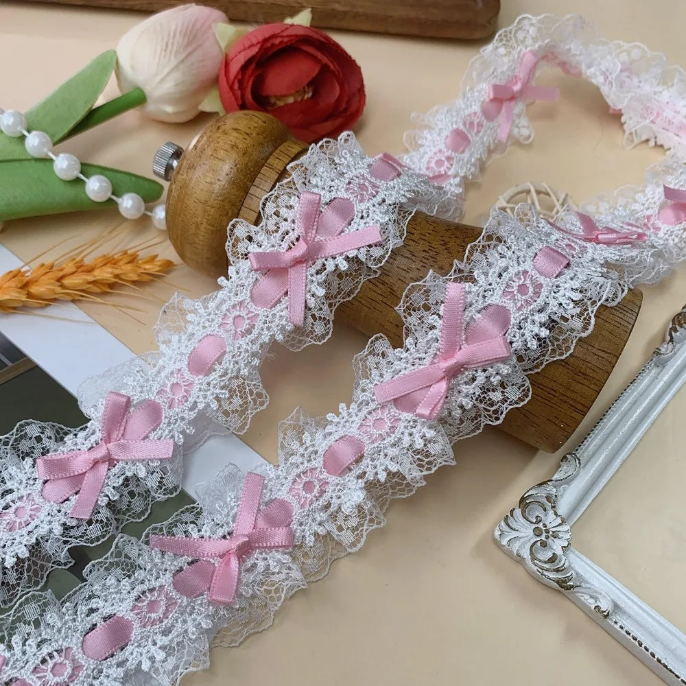 1 Yard Pleated Bow Lace Trim Ribbon – Sewing & Wedding Décor