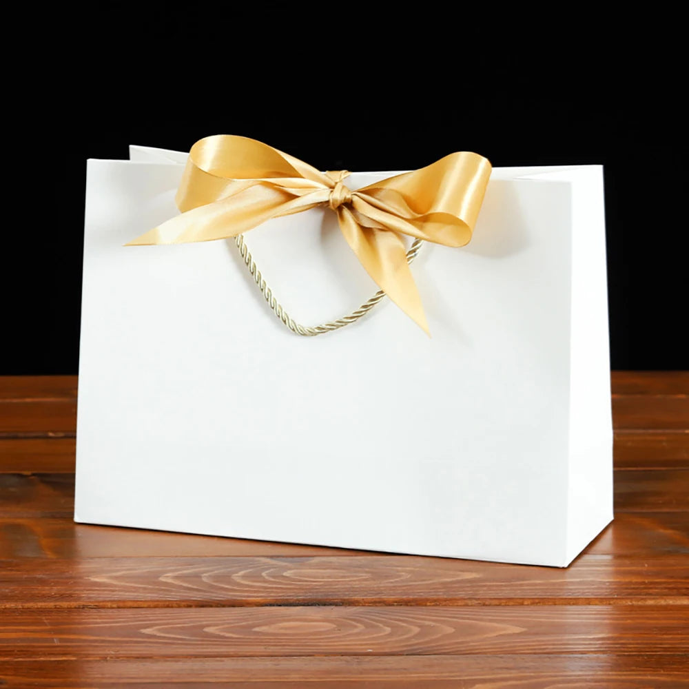 Paper Gift Bags with Ribbon Bow & Handle | Party & Wedding