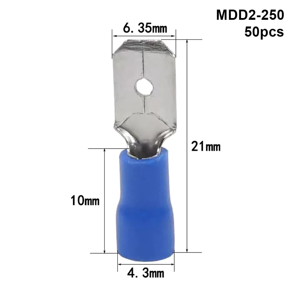 50-Pack Insulated Crimp Spade Terminal Connectors 2.8/4.8/6.3mm