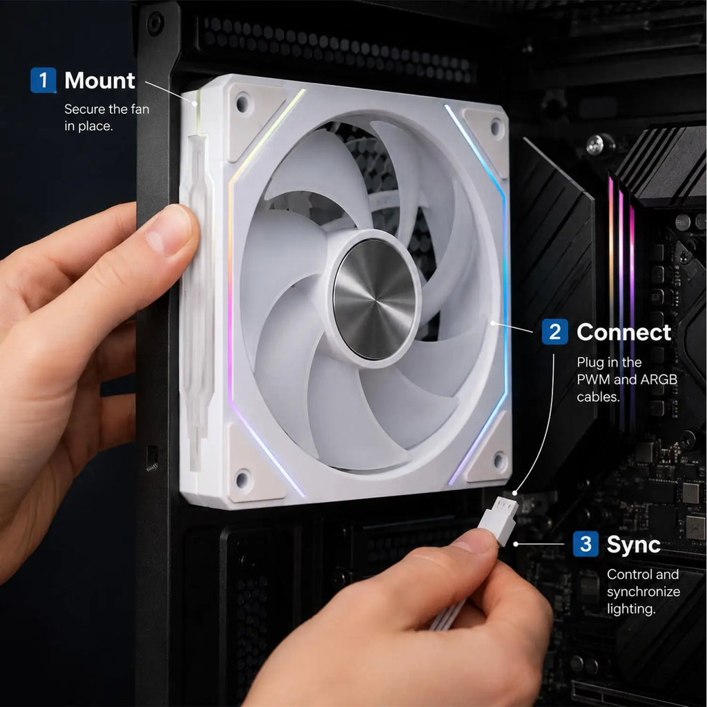 BAPPSUS 12cm ARGB Silent PC Case Fan – Infinity Mirror Cooler