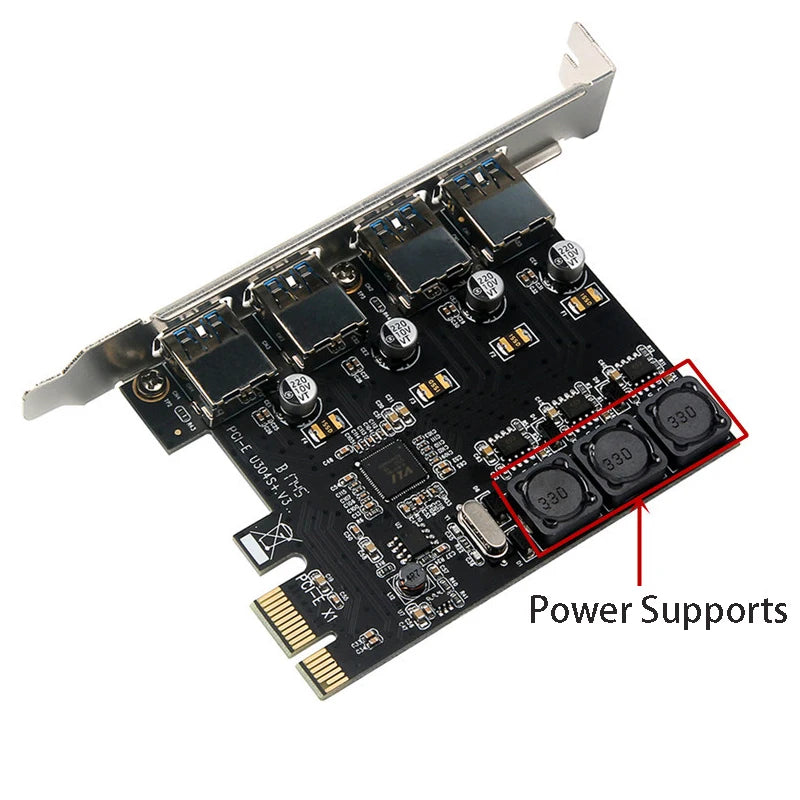 PCIe to USB 3.0 Expansion Card – 4-Port Self-Powered Adapter