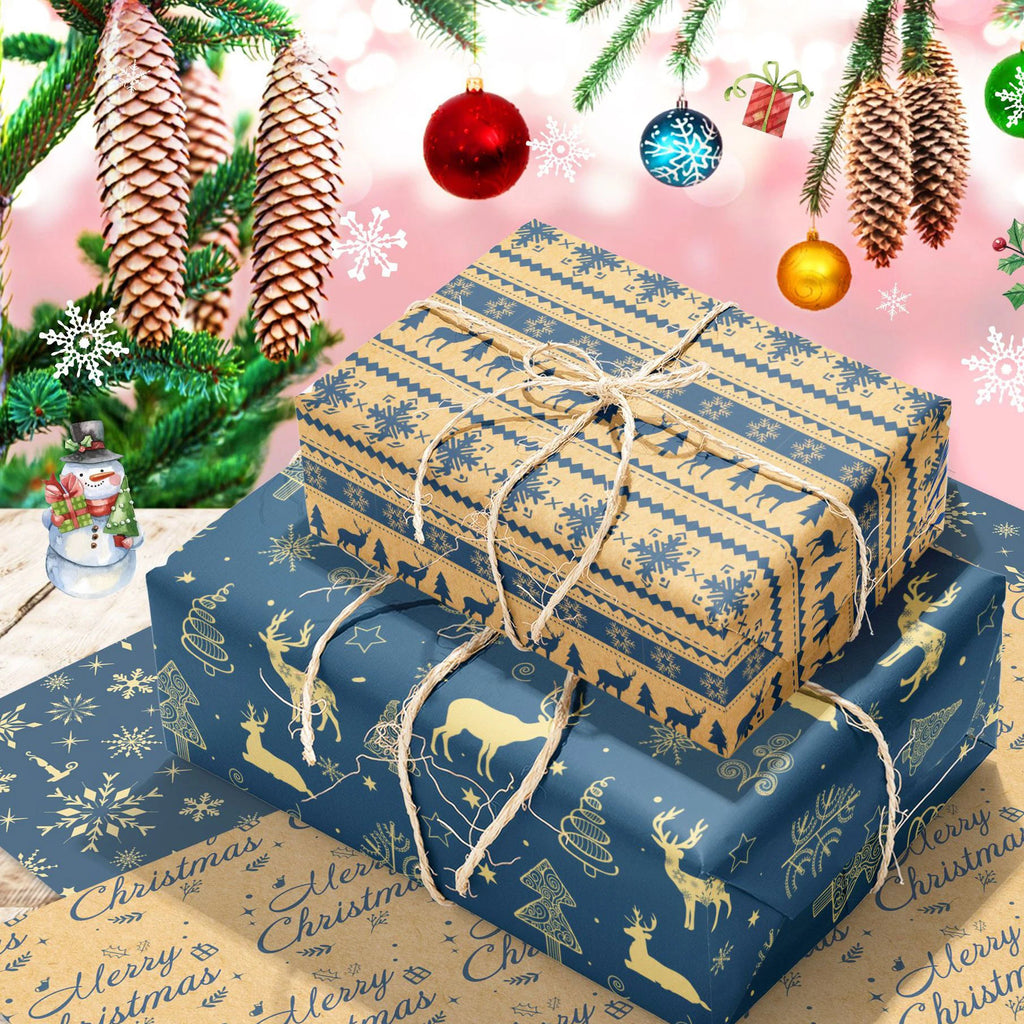 12-Sheet Christmas Kraft Wrapping Paper Set – 4 Festive Designs