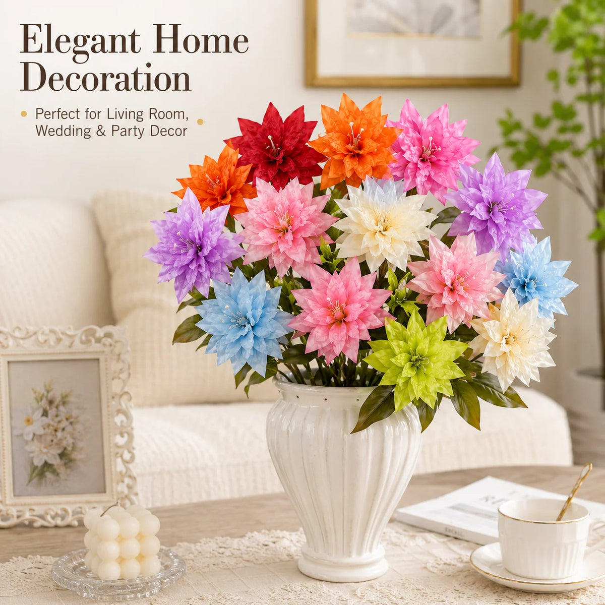 3-Stem Artificial Lily Branches 68cm | Faux Floral Home Decor