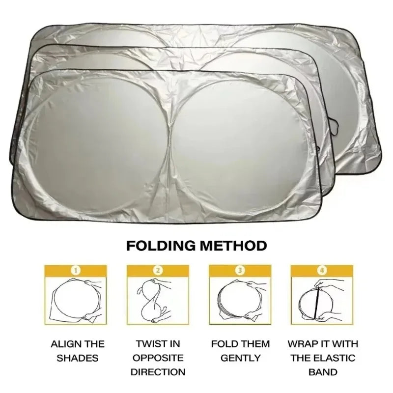 Foldable Car Windshield Sunshade UV Protection + Storage Bag
