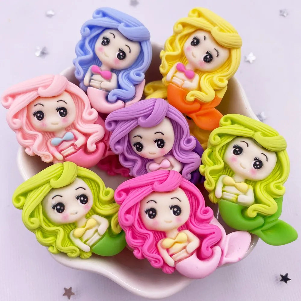 Kawaii Mermaid Princess Resin Flatback Figurines 10PCS | DIY Crafts