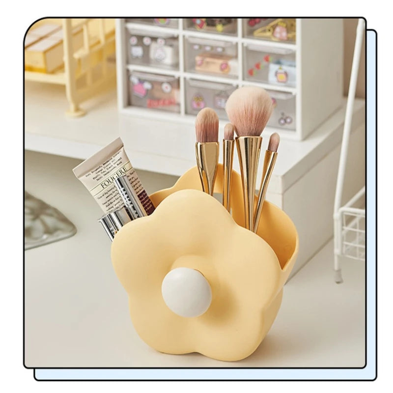 Wall-Mounted Flower Makeup Brush & Toothbrush Storage Box