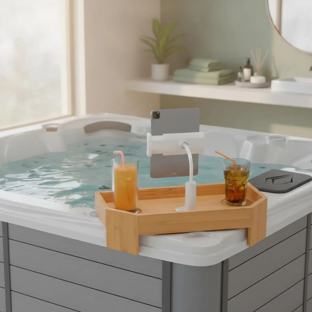 Bath Pillow & Bamboo Bathtub Tray Set – Non-Slip Spa Kit