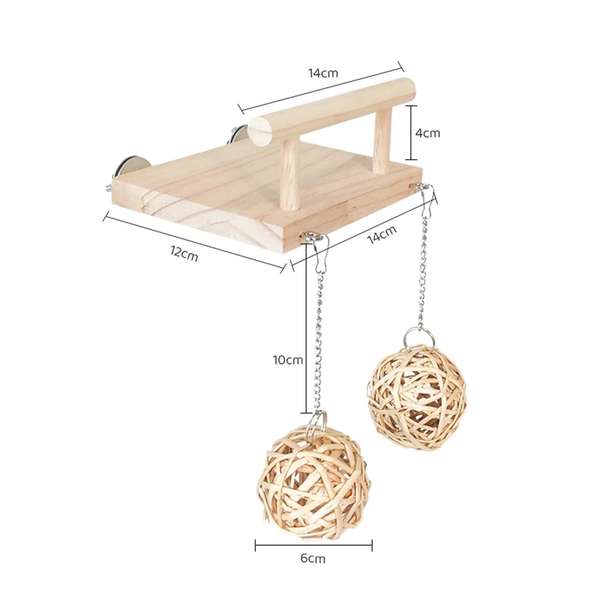 Wooden Bird Parrot Perch & Cage Hanging Stand Toy
