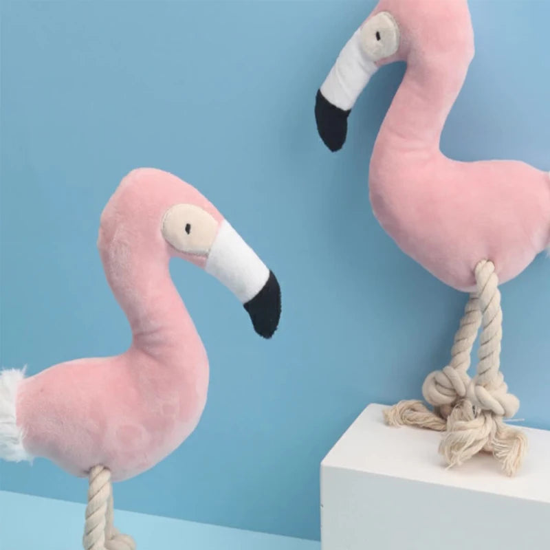 Flamingo Squeaky Plush Dog Toy – Interactive Pet Play Toy
