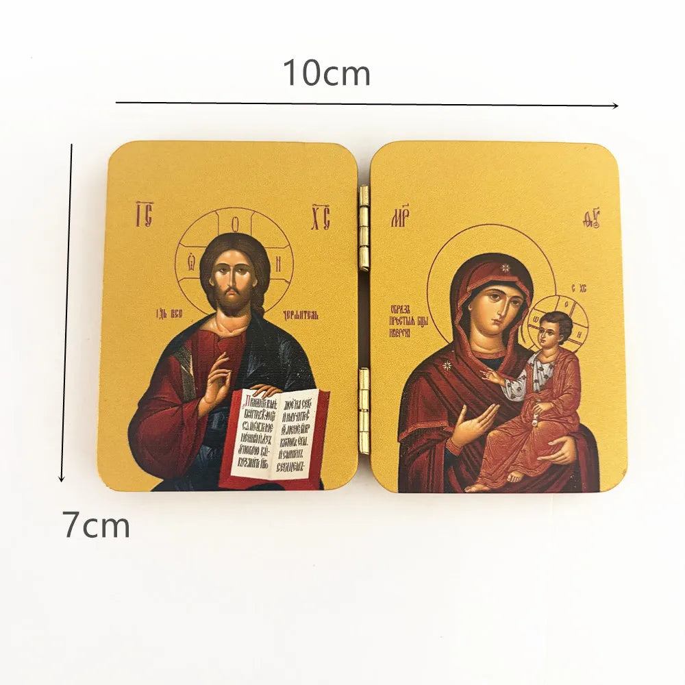 Wooden Orthodox Diptych Icon – Jesus Christ & Virgin Mary
