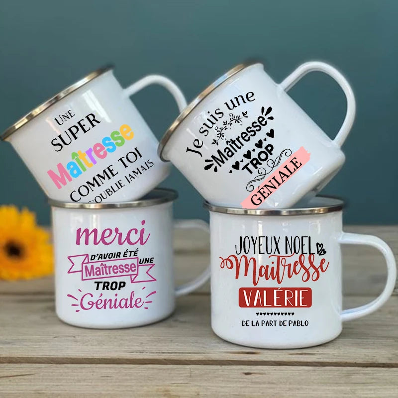 Merci Super Maîtresse Enamel Mug | Best Teacher Gift Cup