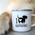 I Love Dachshunds Enamel Mug – Camping & Outdoor Travel Cup