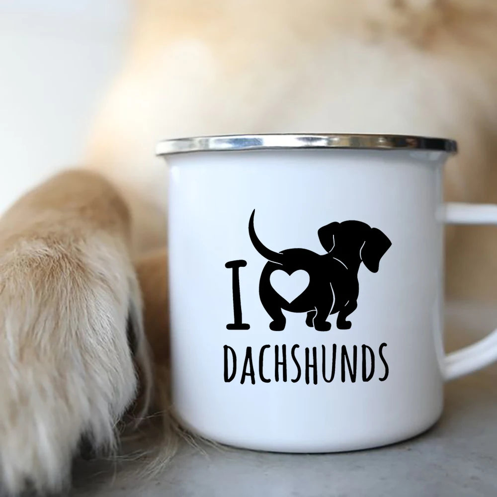 I Love Dachshunds Enamel Mug – Camping & Outdoor Travel Cup