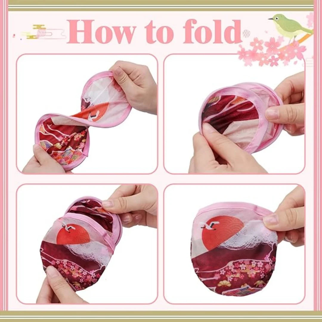 Portable Foldable Hand Fan – Stylish Oxford Cloth, 16-Rib