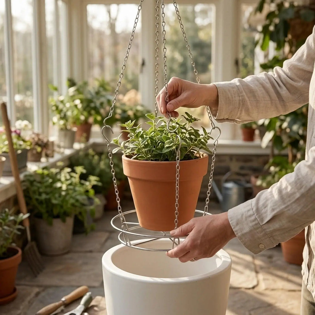 Adjustable Planter Insert & Plant Riser with Hanging Chain