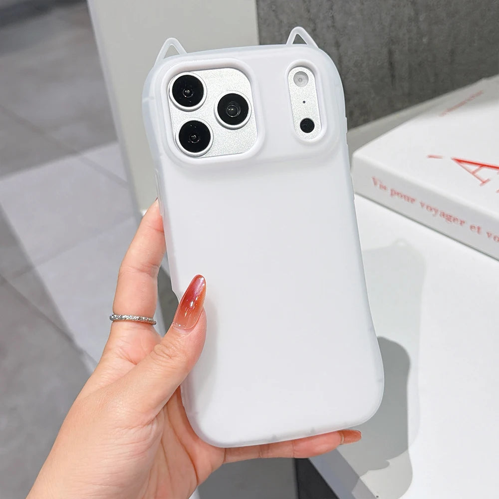 2-in-1 Cat Ear Silicone iPhone Case | Shockproof Cover