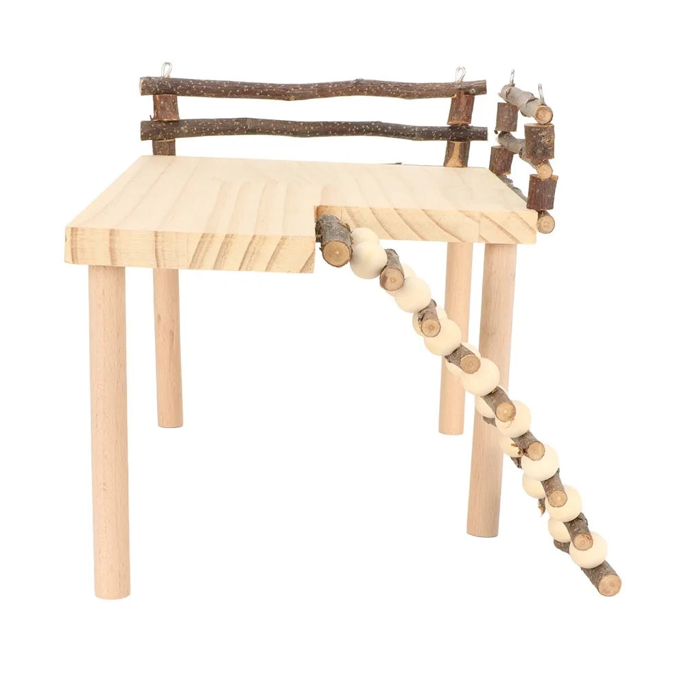 Wooden Hamster Climbing Toy – Rotatable Ladder & Platform Set