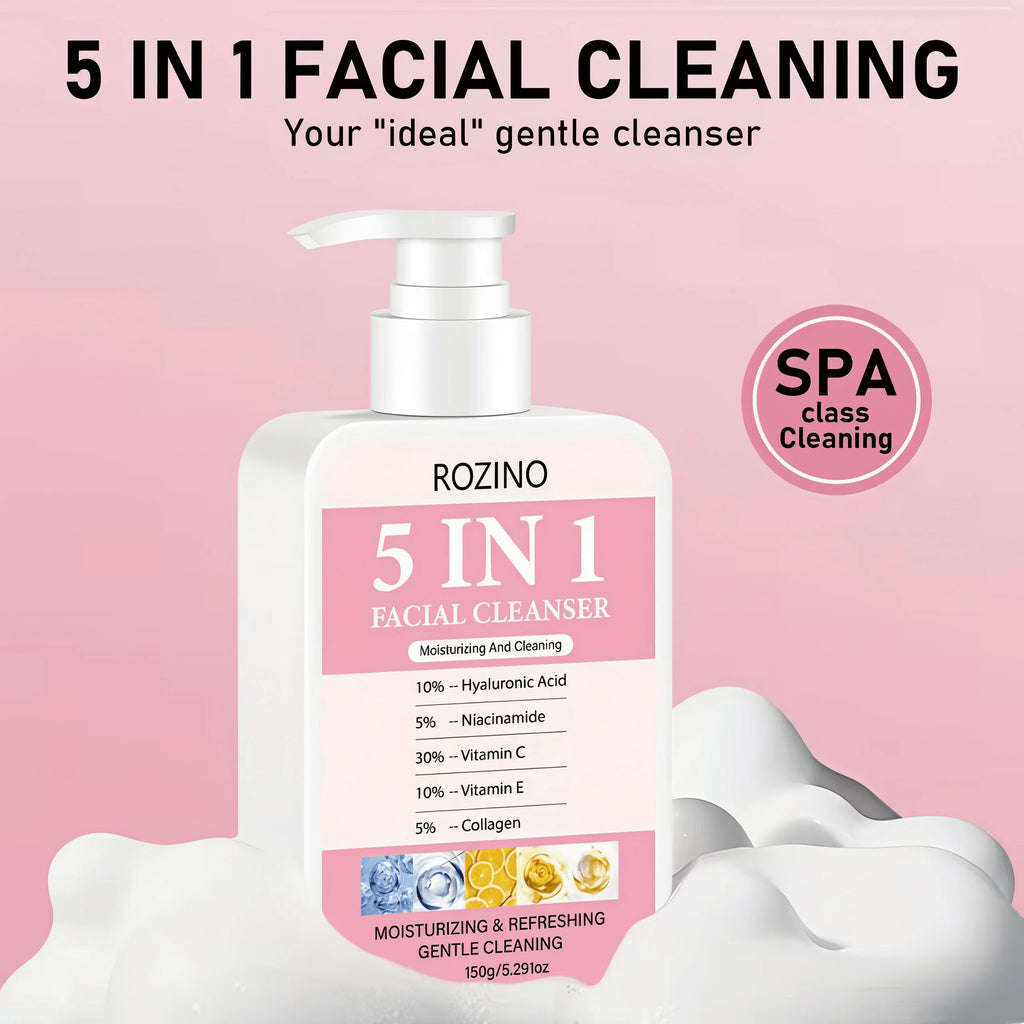 ROZINO 5-in-1 Facial Cleanser 150g – Hyaluronic Acid & Niacinamide