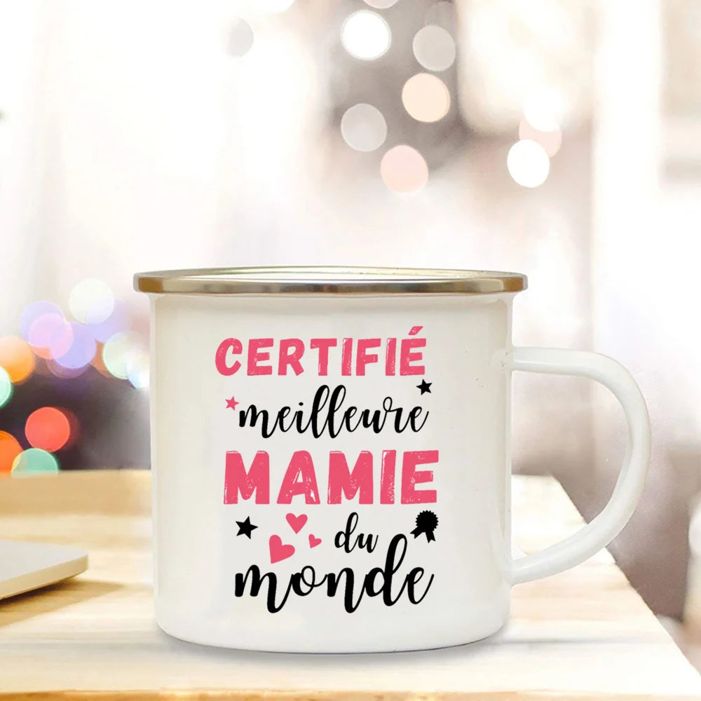 Super Mamie I Love You Enamel Mug | Grandmother Gift Mug