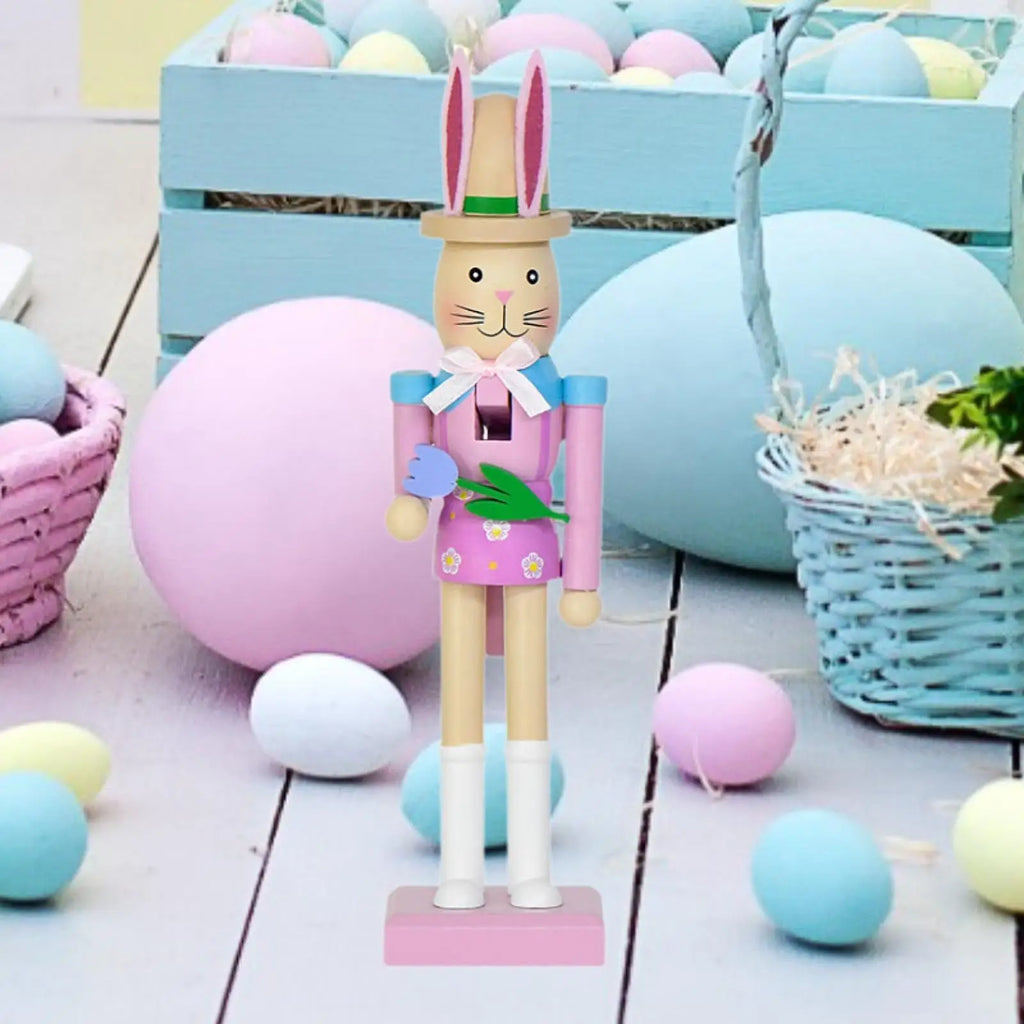 Easter Bunny Nutcracker Wood Figurine | Tabletop Statue