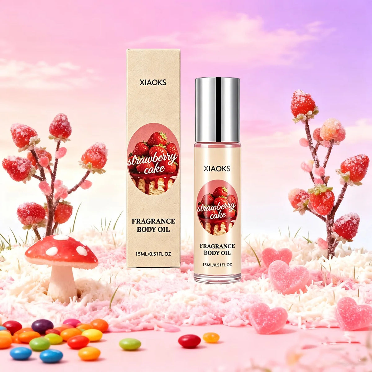 Strawberry Cake Roll-On Perfume Oil – 15ml Alcohol-Free Scent