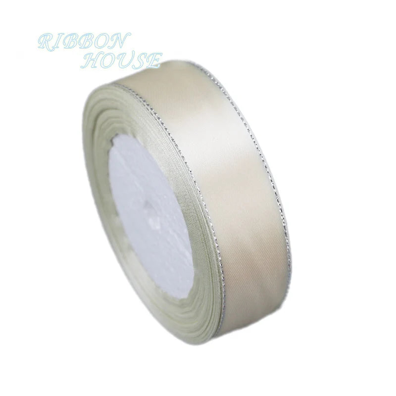 White Silver Edge Satin Ribbon 25 Yards – Gift & Craft