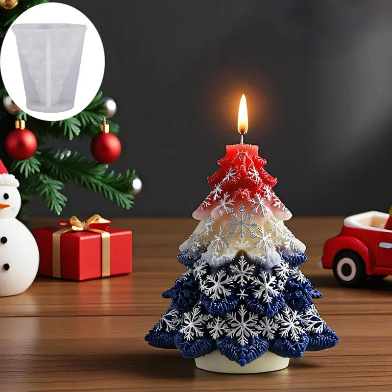 Christmas Silicone Candle Mold – Snowflake & Tree Design