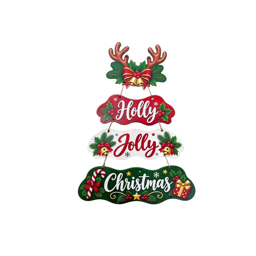 Wooden Holly Jolly Christmas Hanging Sign | Door & Wall Decor