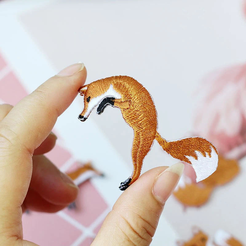 Fox Embroidery Iron-On Patch – DIY Applique for Clothing