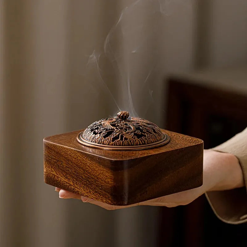Walnut Wood Incense Burner & Storage Box – Zen Home Décor