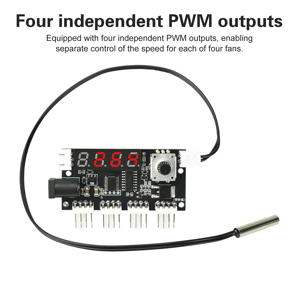 4-Channel PWM Fan Speed Controller DC 5–24V 5A with Display