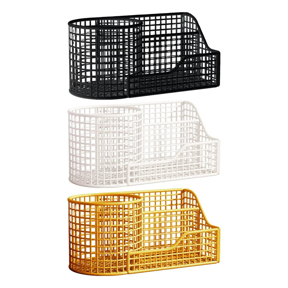 Metal Makeup Brush Holder – 3-Compartment Vanity Organizer