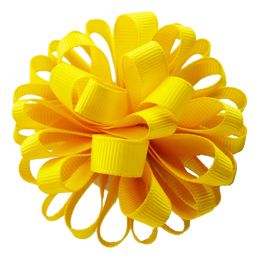 2-Pack Girls Grosgrain Ribbon Loopy Puff Hair Bow Clips