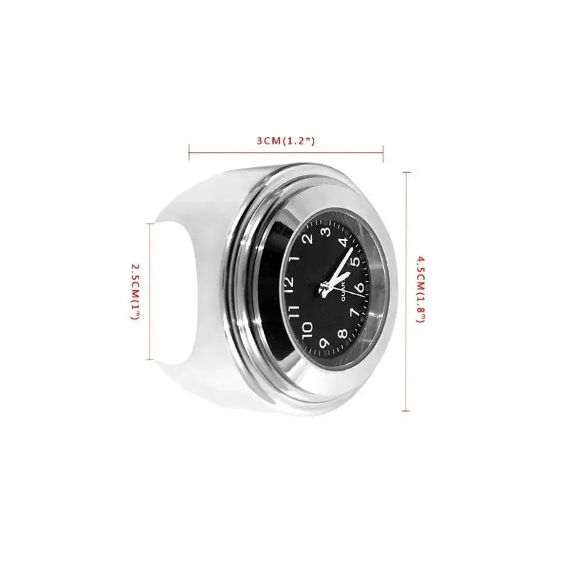 Motorcycle Handlebar Clock & Thermometer – Aluminum 22-25mm