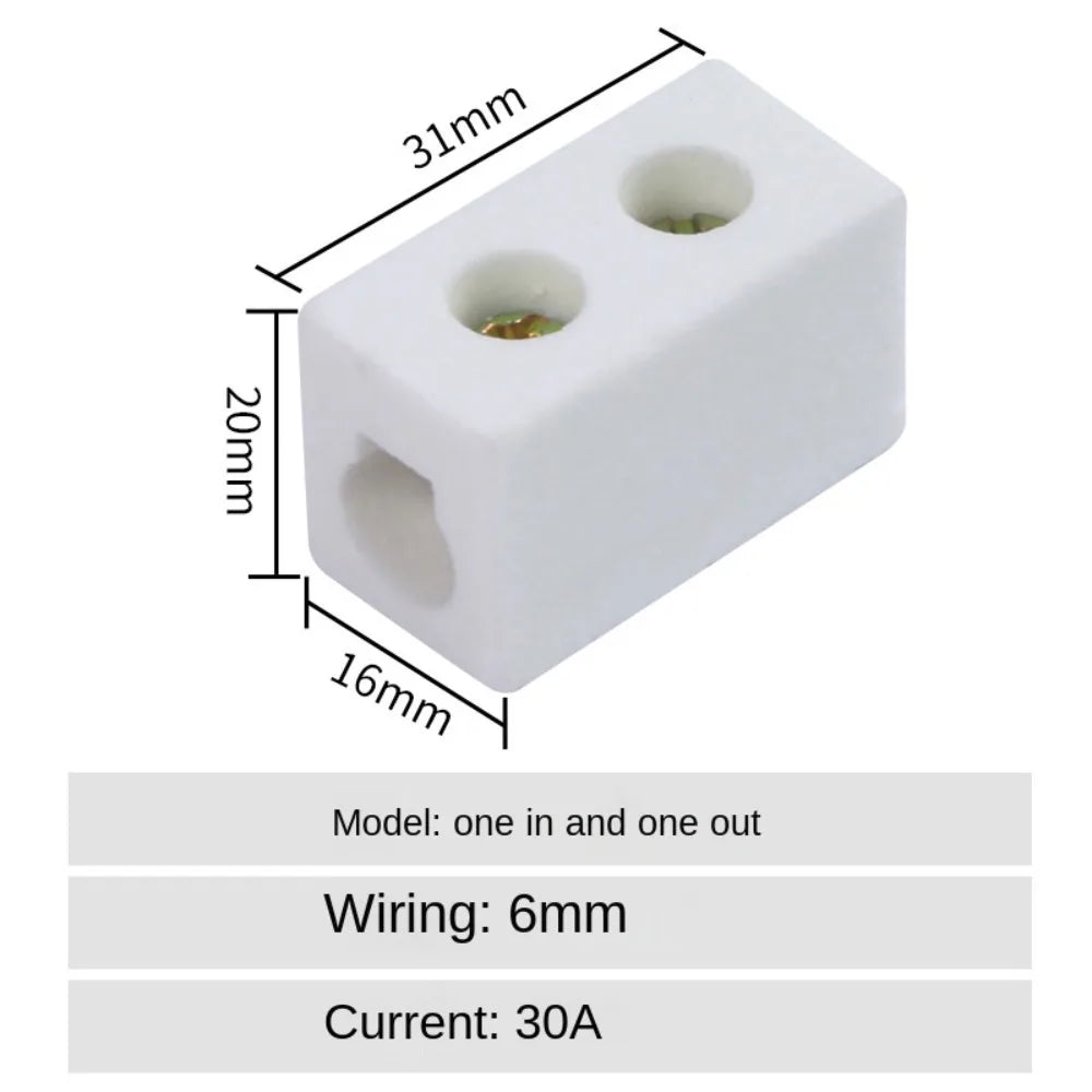 Ceramic Terminal Block 1-In/1-Out & 2-In/2-Out Screw Post 250V
