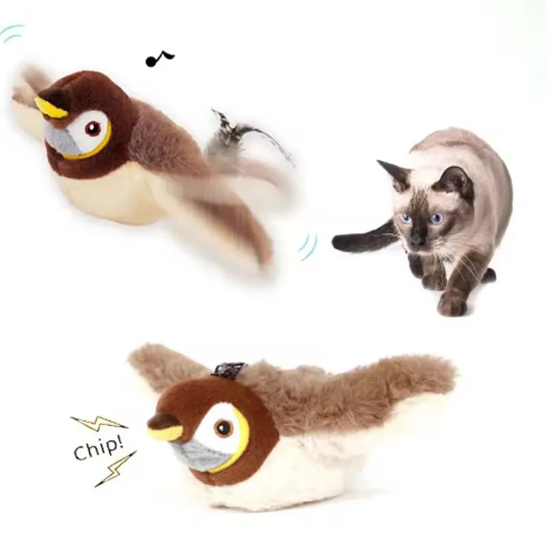 Interactive Chirping Flapping Bird Cat Toy – Touch Activated