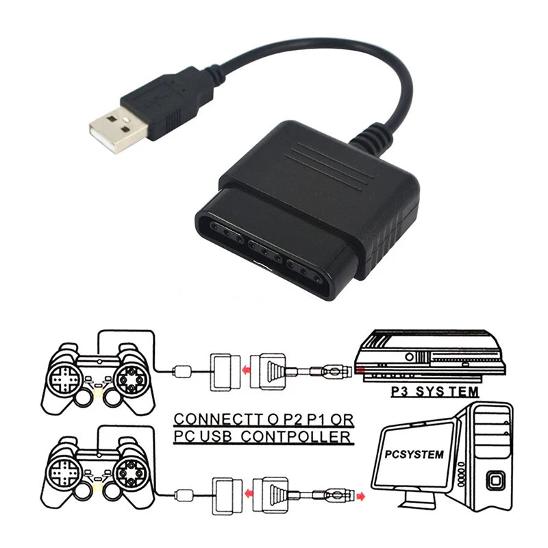 PS2 to PS3 & PC USB Gamepad Converter Cable | Controller Adapter
