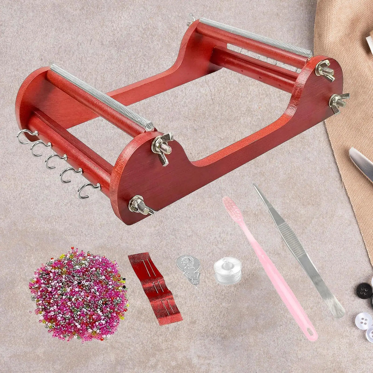 DIY Wooden Bead Loom Kit – Jewelry Weaving Set with Beads