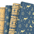 12-Sheet Christmas Kraft Wrapping Paper Set – 4 Festive Designs