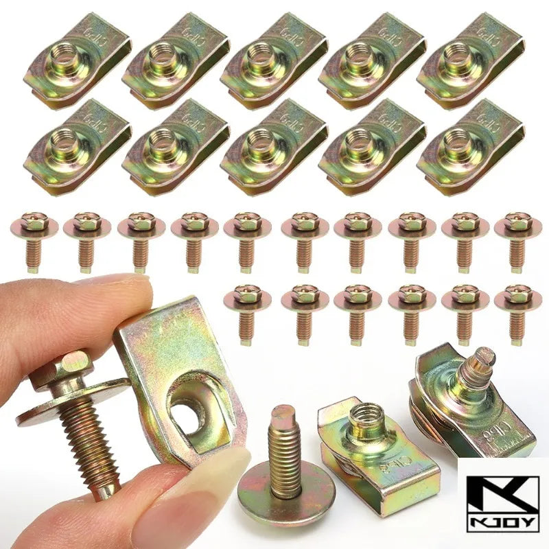kkjoy M6 U-Nut Screw Fasteners for Fender & Bumper – 10/20 Pack