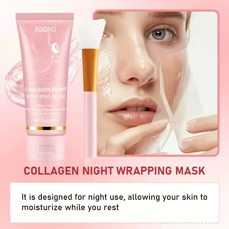 ROZINO Collagen Peel-Off Night Mask 75g + Free Brush
